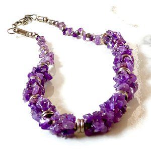 Amethyst Statement Necklace, BOHO Gemstone Vintage Necklace